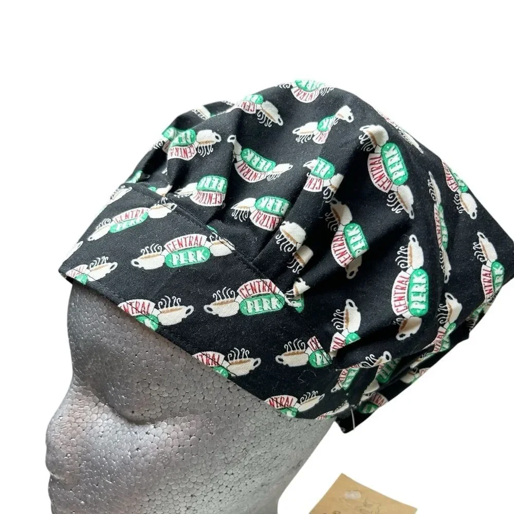 Scrub Cap Bouffant Style Elastic Back Friends Central Perk Handmade
